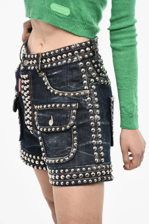Shorts In Denim Borchiato>Dsquared2 Discount