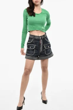 Shorts In Denim Borchiato></noscript>Dsquared2 Discount