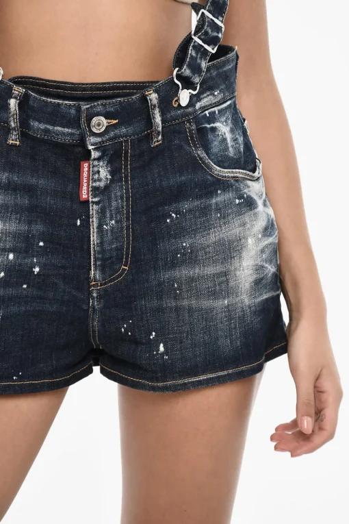 Shorts in Denim con Bretelle>Dsquared2 Sale