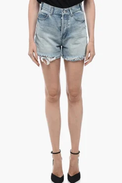 Shorts in Denim con Orlo Sfrangiato>We11done Discount