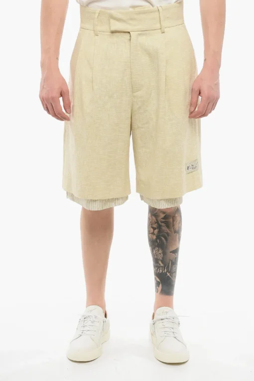 Hot Shorts in Doppio Tessuto a 2 Pinces Uomo Pantaloni