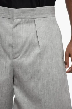 Outlet Shorts in Lana ad 1 Pince con Taglio Sartoriale Uomo Pantaloni