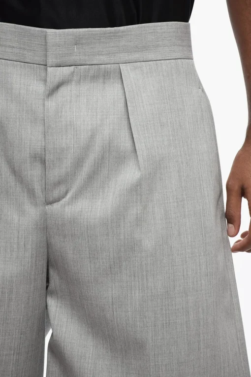 Outlet Shorts in Lana ad 1 Pince con Taglio Sartoriale Uomo Pantaloni