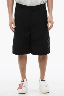 Clearance Shorts In Lana Vergine con Ricamo 23 Uomo Pantaloni