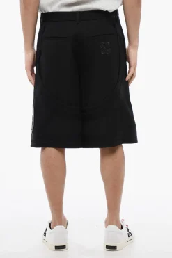 Clearance Shorts In Lana Vergine con Ricamo 23 Uomo Pantaloni