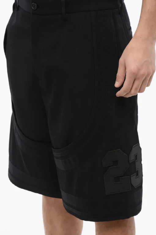 Clearance Shorts In Lana Vergine con Ricamo 23 Uomo Pantaloni