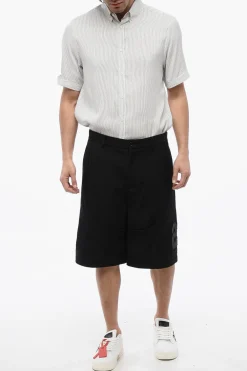 Clearance Shorts In Lana Vergine con Ricamo 23 Uomo Pantaloni