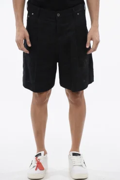 Clearance Shorts In Lino 90SLOGO Ricamati Uomo Pantaloni