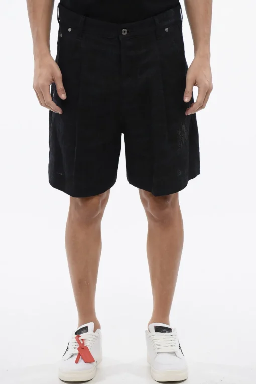 Clearance Shorts In Lino 90SLOGO Ricamati Uomo Pantaloni