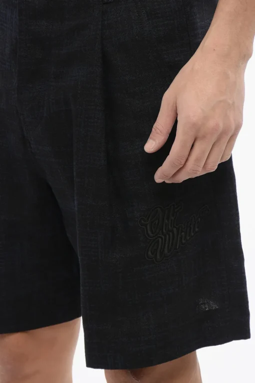 Clearance Shorts In Lino 90SLOGO Ricamati Uomo Pantaloni