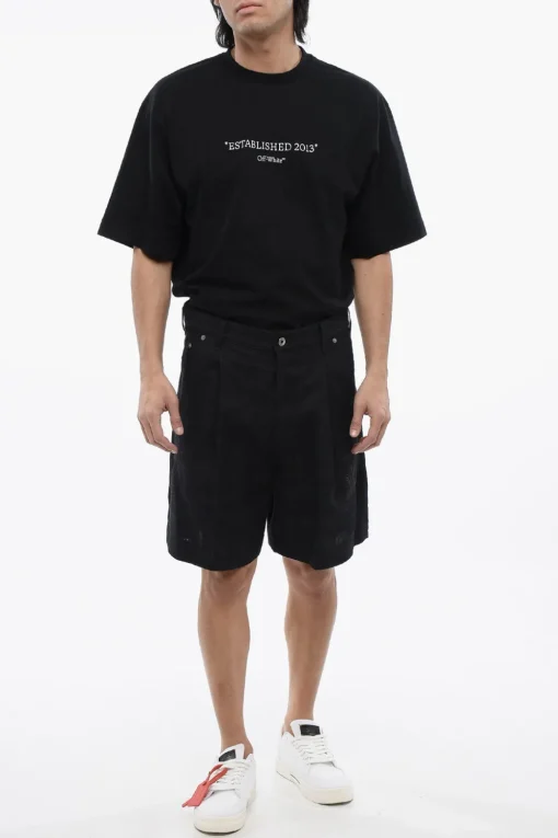 Clearance Shorts In Lino 90SLOGO Ricamati Uomo Pantaloni