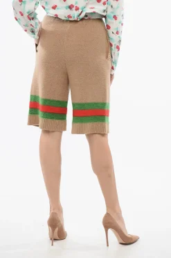 Fashion Shorts in Maglia con Bande Iconic e Logo Ricamato Donna Pantaloni