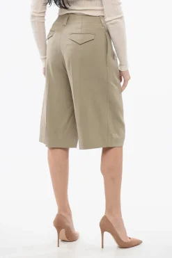 Online Shorts in Misto Lana con Pinces Donna Pantaloni
