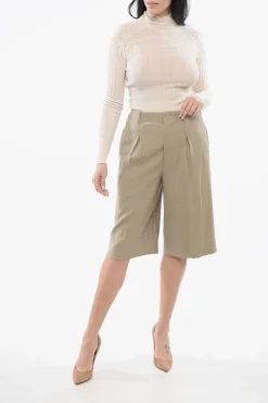 Online Shorts in Misto Lana con Pinces Donna Pantaloni