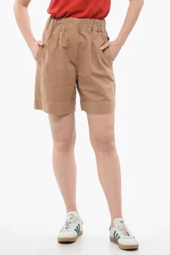 New Shorts in Misto Lino con Elastico in Vita Donna Pantaloni