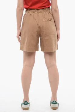 New Shorts in Misto Lino con Elastico in Vita Donna Pantaloni