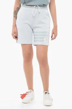 Outlet Shorts in Misto Seta Motivo Awning con Coulisse Donna Pantaloni