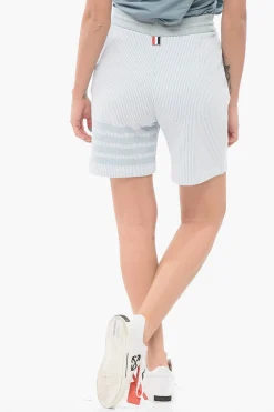 Outlet Shorts in Misto Seta Motivo Awning con Coulisse Donna Pantaloni
