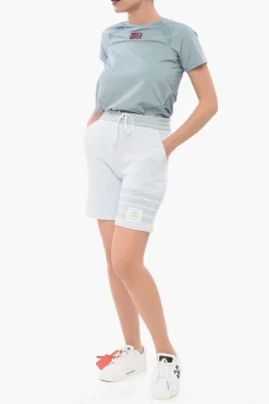 Outlet Shorts in Misto Seta Motivo Awning con Coulisse Donna Pantaloni