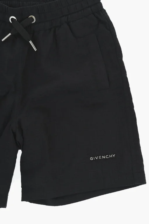 Shorts in Nylon a Tinta Unita con Logo All-Over>Givenchy KIDS Outlet