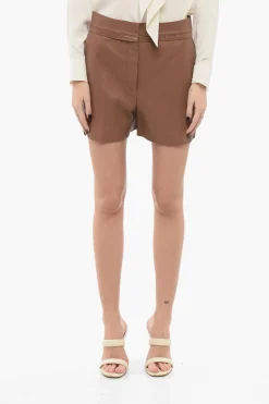 Discount Shorts in Pelle Martellata con Pince Donna Pantaloni
