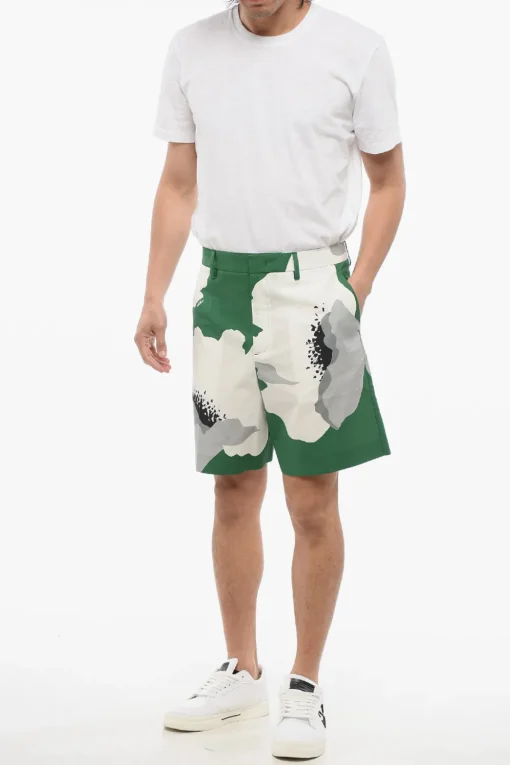 Hot Shorts in Popeline con Maxi Motivo Floreale Uomo Pantaloni