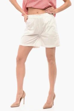 Discount Shorts in Popeline di Cotone con Elastico in Vita Donna Pantaloni