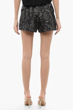 Shorts in Seta Barocco con Pizzo>Versace Discount