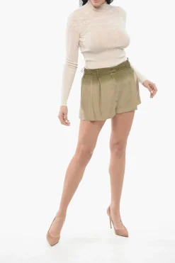 Shorts in Seta con Pieghe></noscript>Prada New