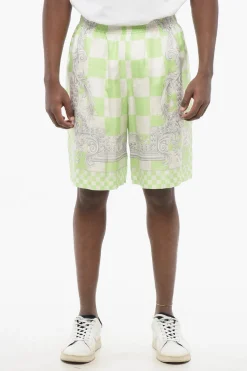 Clearance Shorts in Seta MEDUSA con Elastico in Vita Uomo Pantaloni