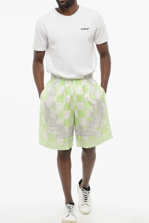 Clearance Shorts in Seta MEDUSA con Elastico in Vita Uomo Pantaloni