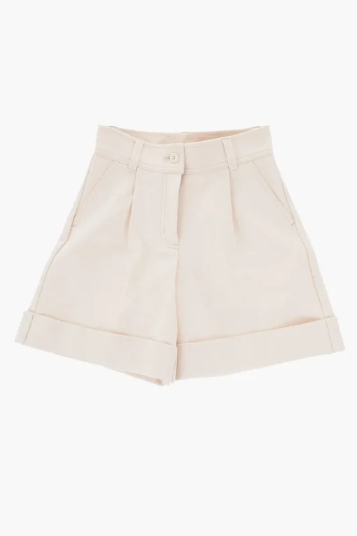 Shorts in Twill di Cotone Ado Orlo con Risvolto>Moncler Kids Best