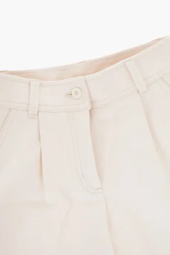 Shorts in Twill di Cotone Ado Orlo con Risvolto>Moncler Kids Best