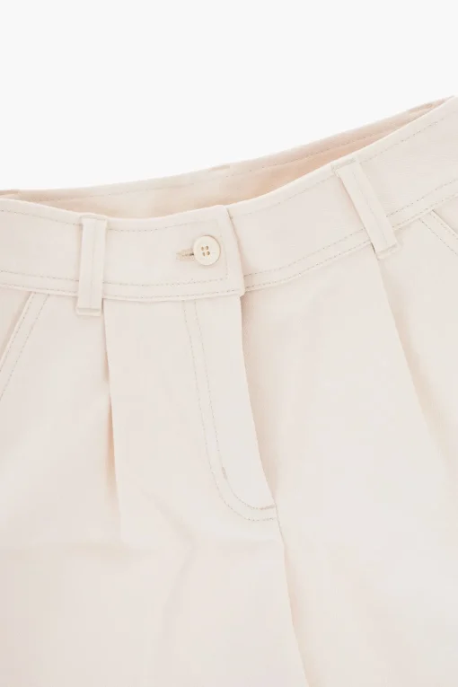 Shorts in Twill di Cotone Ado Orlo con Risvolto>Moncler Kids Best