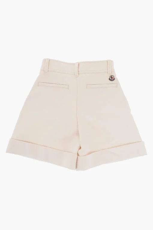 Shorts in Twill di Cotone Ado Orlo con Risvolto>Moncler Kids Best