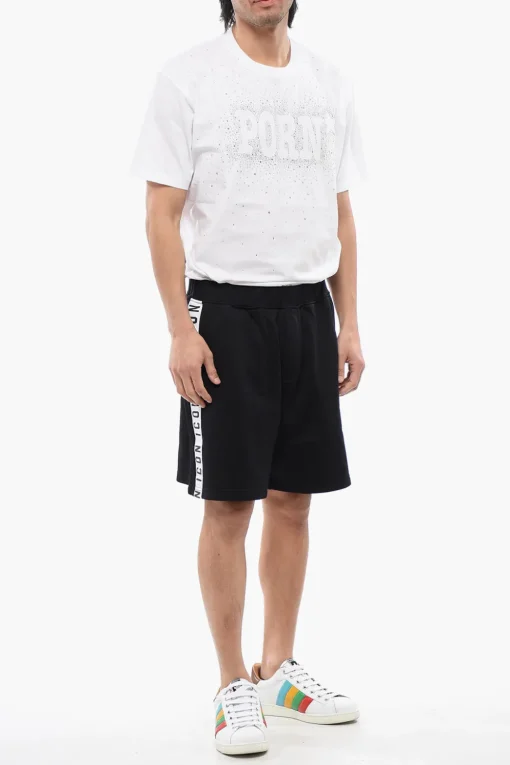 Discount Shorts Jogger In Cotone Garzato Relax Fit Con Banda Logata Uomo Pantaloni