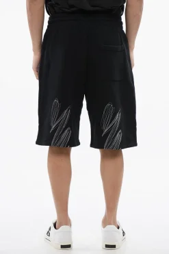 Best Shorts Joggers Ricamato SCRIBBLE In Cotone Garzato Uomo Pantaloni