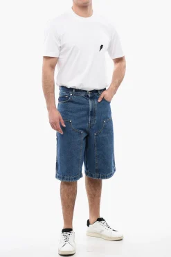 Fashion Shorts Multitasca in Denim Lavaggio Mid Uomo Jeans