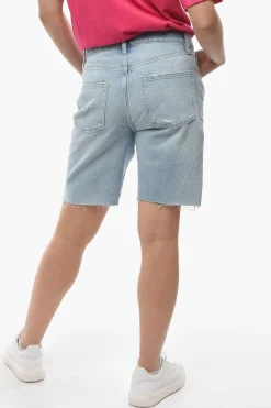 Hot Shorts Slouch Fit in Denim con Strappi Donna Jeans