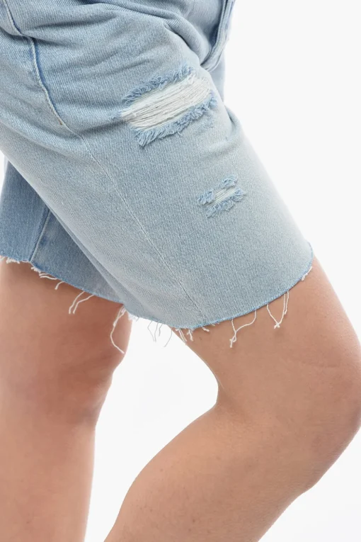 Hot Shorts Slouch Fit in Denim con Strappi Donna Jeans