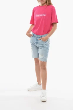 Hot Shorts Slouch Fit in Denim con Strappi Donna Jeans
