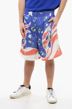 Shorts Traforati Stampati All-Over con Elastico in Vita>Sky High Farm Outlet