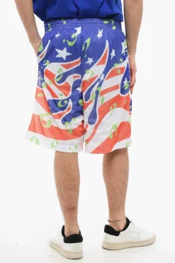 Shorts Traforati Stampati All-Over con Elastico in Vita>Sky High Farm Outlet