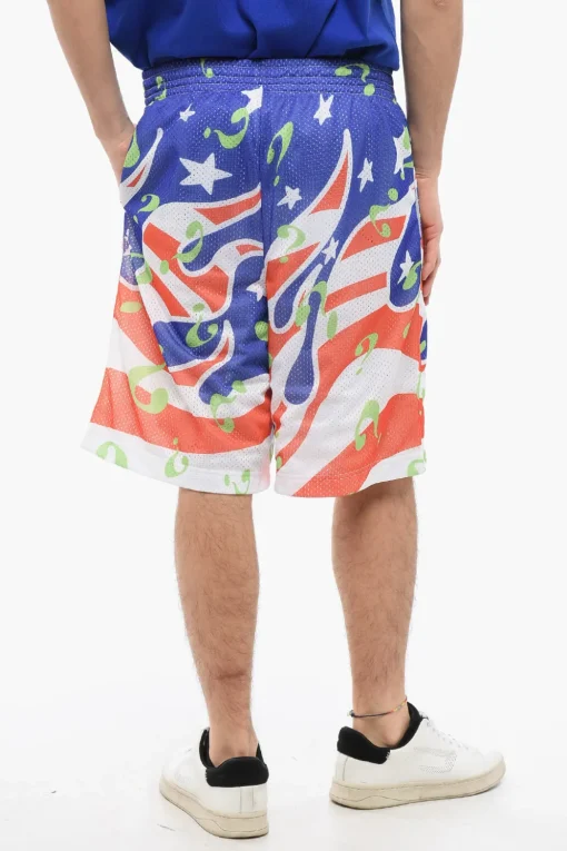 Shorts Traforati Stampati All-Over con Elastico in Vita>Sky High Farm Outlet