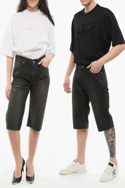 Shorts UNISEX in Denim Lavaggio Vintage con Fondo a Taglio Vivo>Balenciaga Sale