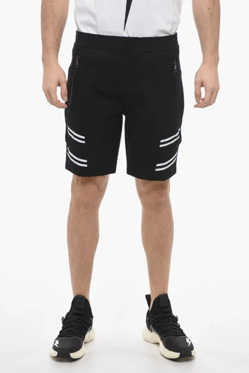 Shorts VARSITY Loose Fit a Vita Bassa con Inserti Elastici>Neil Barrett Fashion