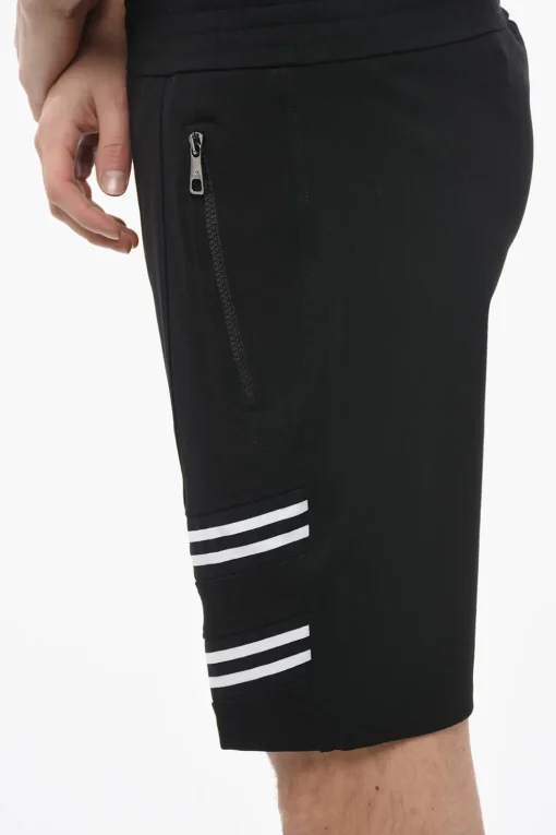 Shorts VARSITY Loose Fit a Vita Bassa con Inserti Elastici>Neil Barrett Fashion