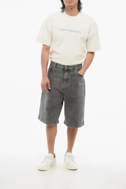 Hot Shorts Wide Leg in Denim Stone Washed Uomo Jeans