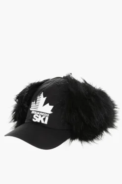 SKI Cappello Baseball in Tinta Unita con Logo a Contrasto e Dettagli in Ecopelliccia>Dsquared2 Fashion