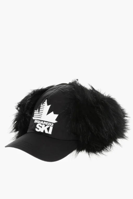 SKI Cappello Baseball in Tinta Unita con Logo a Contrasto e Dettagli in Ecopelliccia>Dsquared2 Fashion